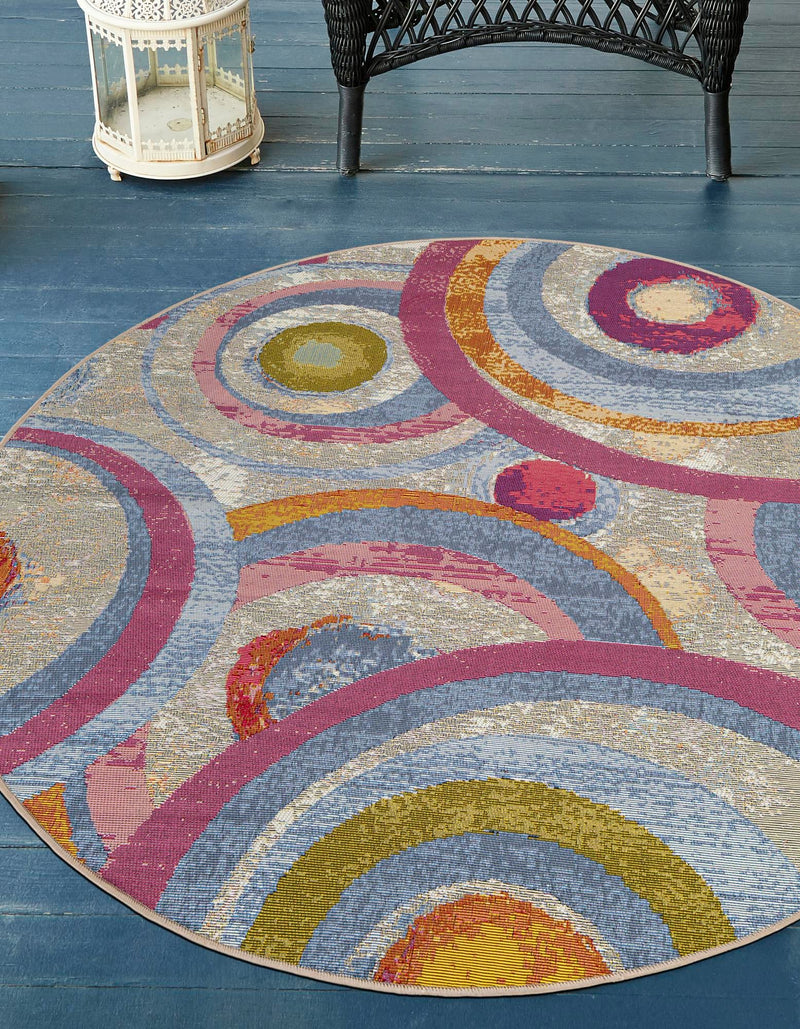 Urban Terrace Collection Area Rug -  Plaza Round Multi  lifestyle 34