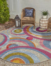 Urban Terrace Collection Area Rug -  Plaza Round Multi  lifestyle 52