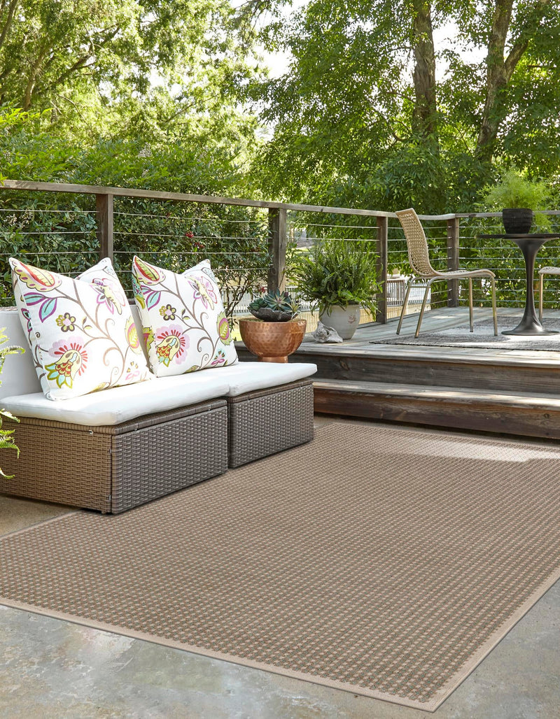 Terrace Fringe Collection Area Rug - Patio Rectangle Brown  lifestyle 3