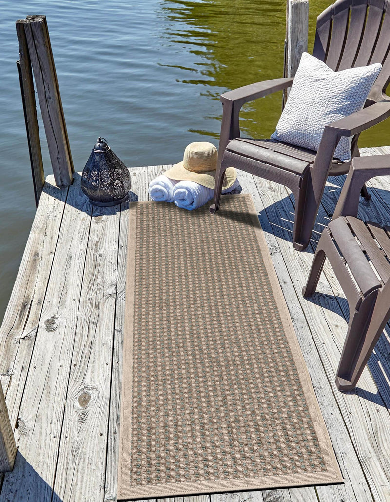 Terrace Fringe Collection Area Rug - Patio Runner Brown  lifestyle 61