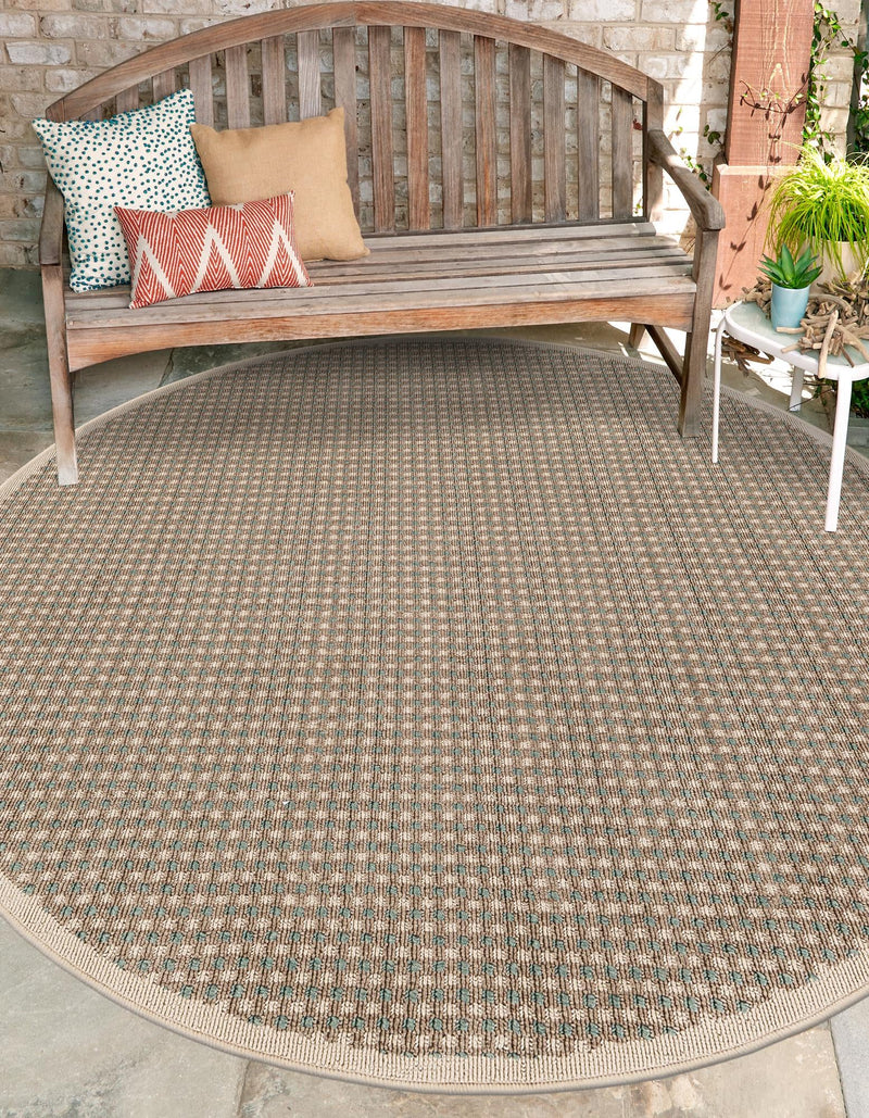 Terrace Fringe Collection Area Rug - Patio Round Brown  lifestyle 14