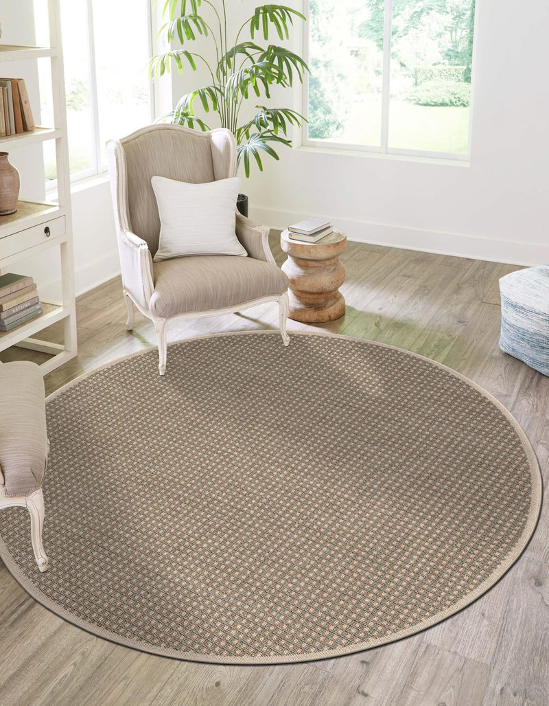 Terrace Fringe Collection Area Rug - Patio Round Brown  lifestyle 20