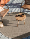 Terrace Fringe Collection Area Rug - Patio Round Brown  lifestyle 38