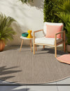 Terrace Fringe Collection Area Rug - Patio Round Brown  lifestyle 62