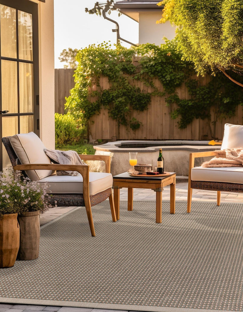 Terrace Fringe Collection Area Rug - Patio Square Brown  lifestyle 21