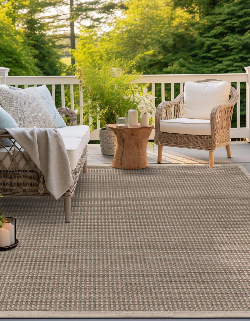 Terrace Fringe Collection Area Rug - Patio Square Brown  lifestyle 27