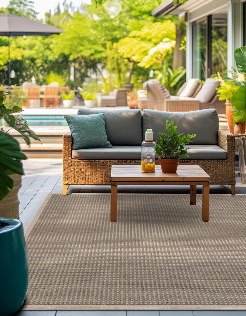 Terrace Fringe Collection Area Rug - Patio Square Brown  lifestyle 57