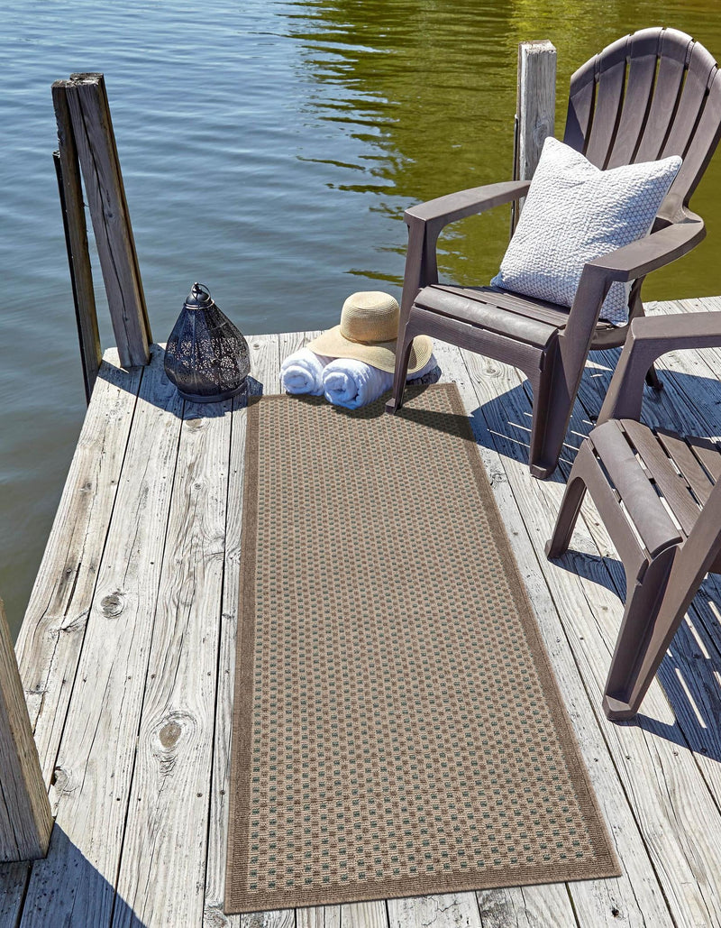 Terrace Fringe Collection Area Rug - Patio Runner Beige  lifestyle 52