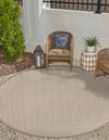 Terrace Fringe Collection Area Rug - Patio Round Beige  lifestyle 17