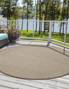 Terrace Fringe Collection Area Rug - Patio Round Beige  lifestyle 53