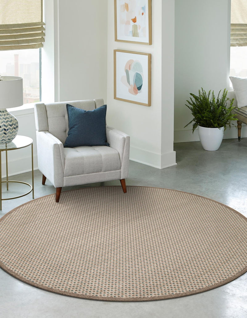 Terrace Fringe Collection Area Rug - Patio Round Beige  lifestyle 59