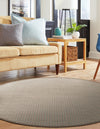 Terrace Fringe Collection Area Rug - Patio Round Beige  lifestyle 71