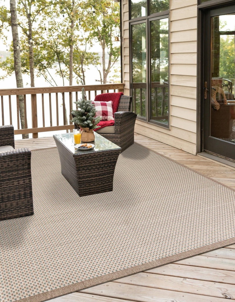 Terrace Fringe Collection Area Rug - Patio Square Beige  lifestyle 24