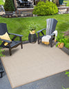 Terrace Fringe Collection Area Rug - Patio Square Beige  lifestyle 42