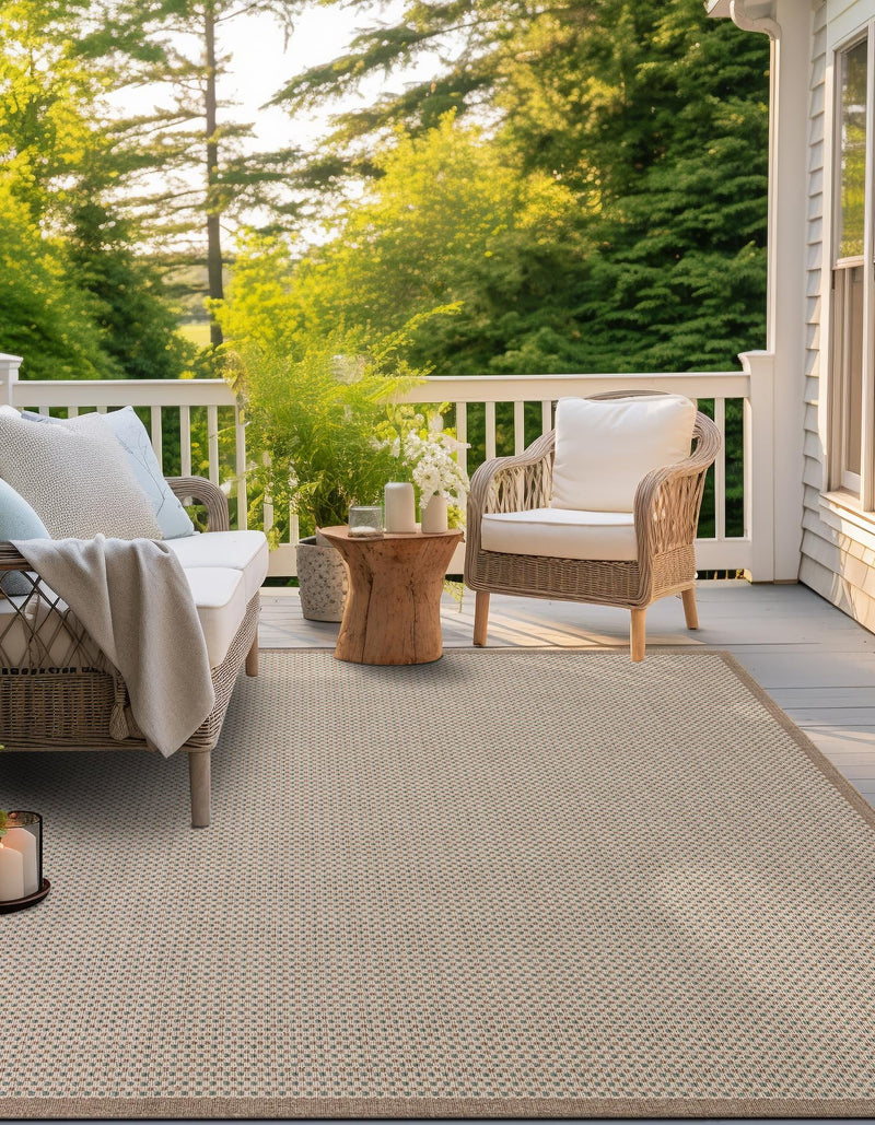 Terrace Fringe Collection Area Rug - Patio Square Beige  lifestyle 48