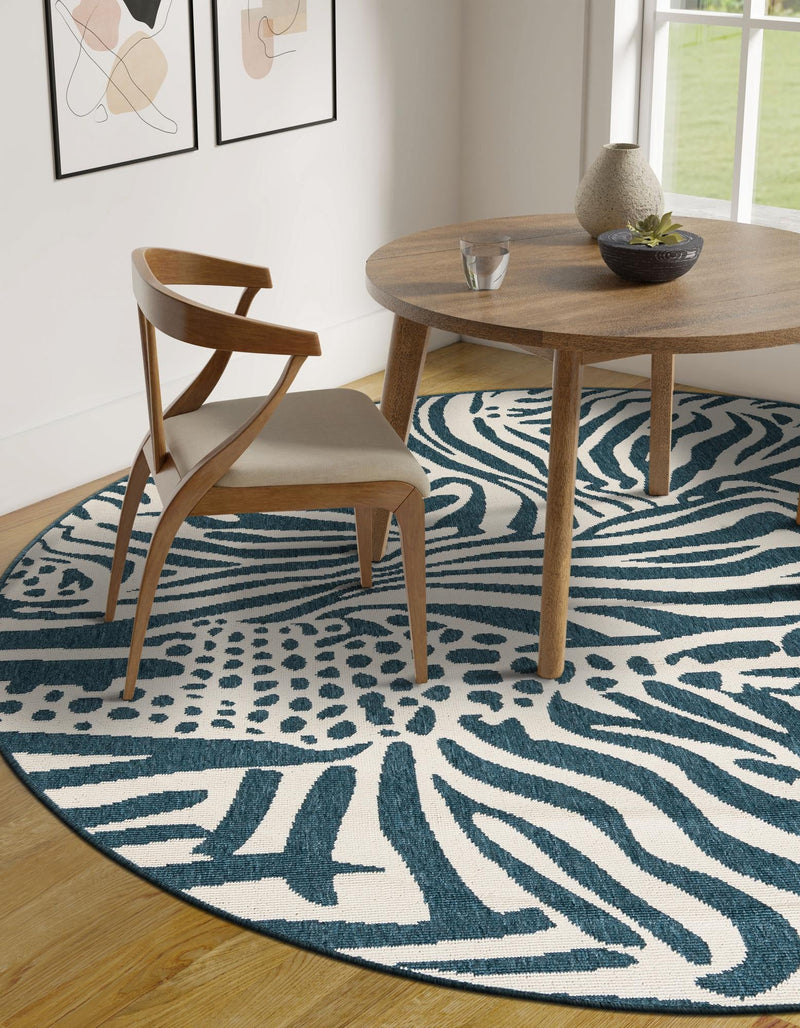 Savannah Escape Collection Area Rug -  Masai Round Navy Blue and Ivory  lifestyle 22