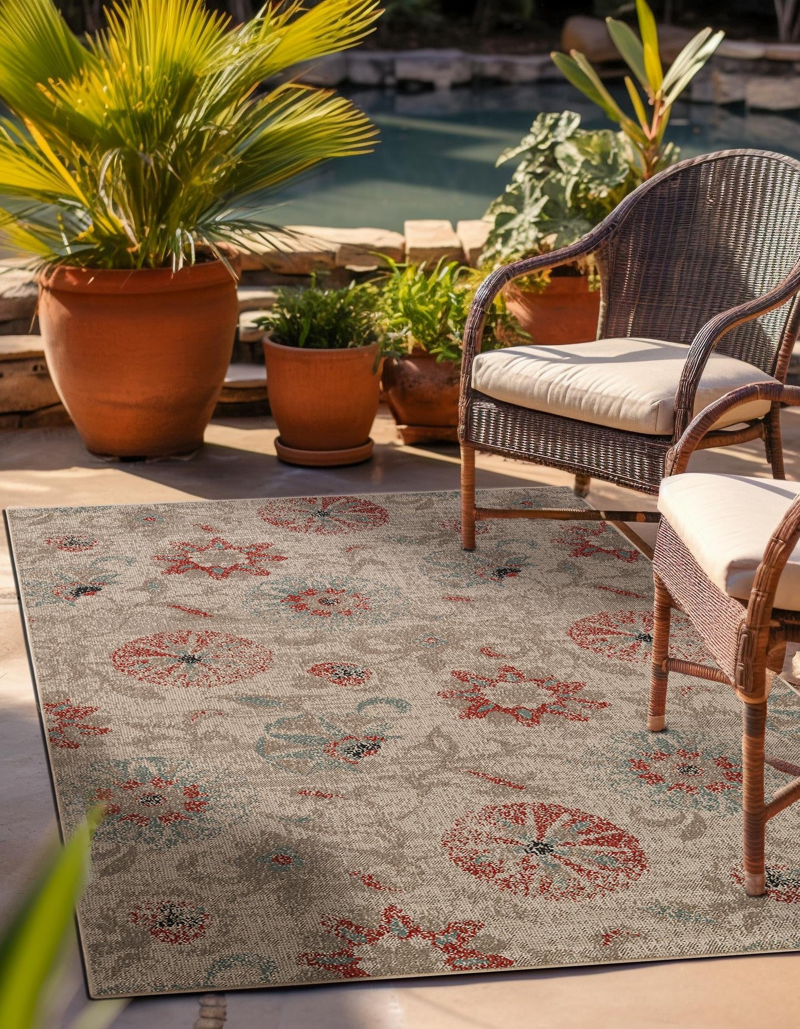 Seaside Blooms Collection Area Rug - Seychelles