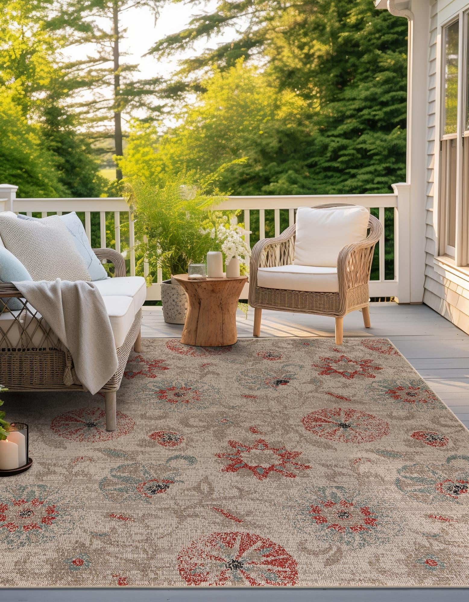 Seaside Blooms Collection Area Rug - Seychelles