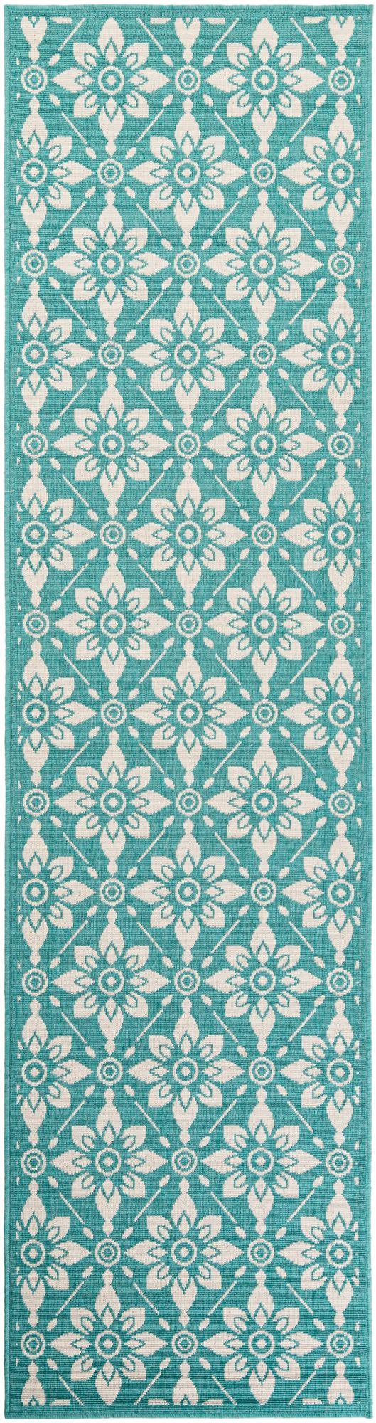 Seaside Lattice Collection Area Rug -  Whitby Runner Teal  lifestyle 51