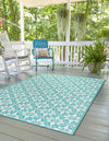 Seaside Lattice Collection Area Rug -  Whitby Rectangle Teal Main