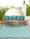 Seaside Lattice Collection Area Rug -  Whitby Rectangle Teal  lifestyle 11