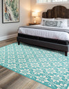 Seaside Lattice Collection Area Rug -  Whitby Rectangle Teal  lifestyle 26