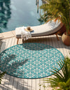 Seaside Lattice Collection Area Rug -  Whitby Round Teal  lifestyle 53