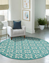 Seaside Lattice Collection Area Rug -  Whitby Round Teal  lifestyle 158