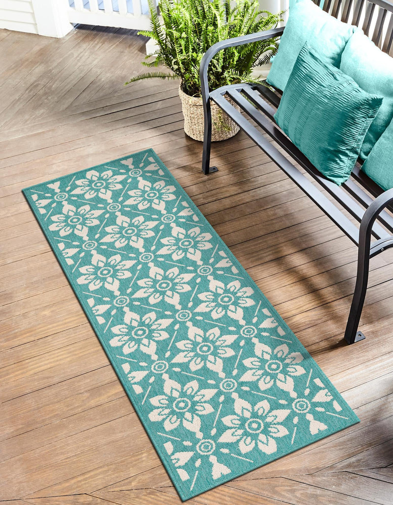 Seaside Lattice Collection Area Rug -  Whitby Runner Teal  lifestyle 52