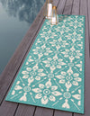 Seaside Lattice Collection Area Rug -  Whitby Runner Teal  lifestyle 142