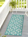 Seaside Lattice Collection Area Rug -  Whitby Runner Teal  lifestyle 172