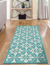 Seaside Lattice Collection Area Rug -  Whitby Runner Teal  lifestyle 187