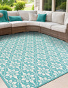 Seaside Lattice Collection Area Rug -  Whitby Square Teal  lifestyle 84