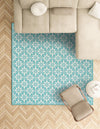 Seaside Lattice Collection Area Rug -  Whitby Square Teal  lifestyle 189