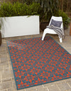 Seaside Lattice Collection Area Rug -  Whitby Rectangle Blue and Red  lifestyle 2