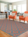 Seaside Lattice Collection Area Rug -  Whitby Rectangle Blue and Red  lifestyle 7