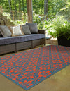 Seaside Lattice Collection Area Rug -  Whitby Rectangle Blue and Red  lifestyle 12