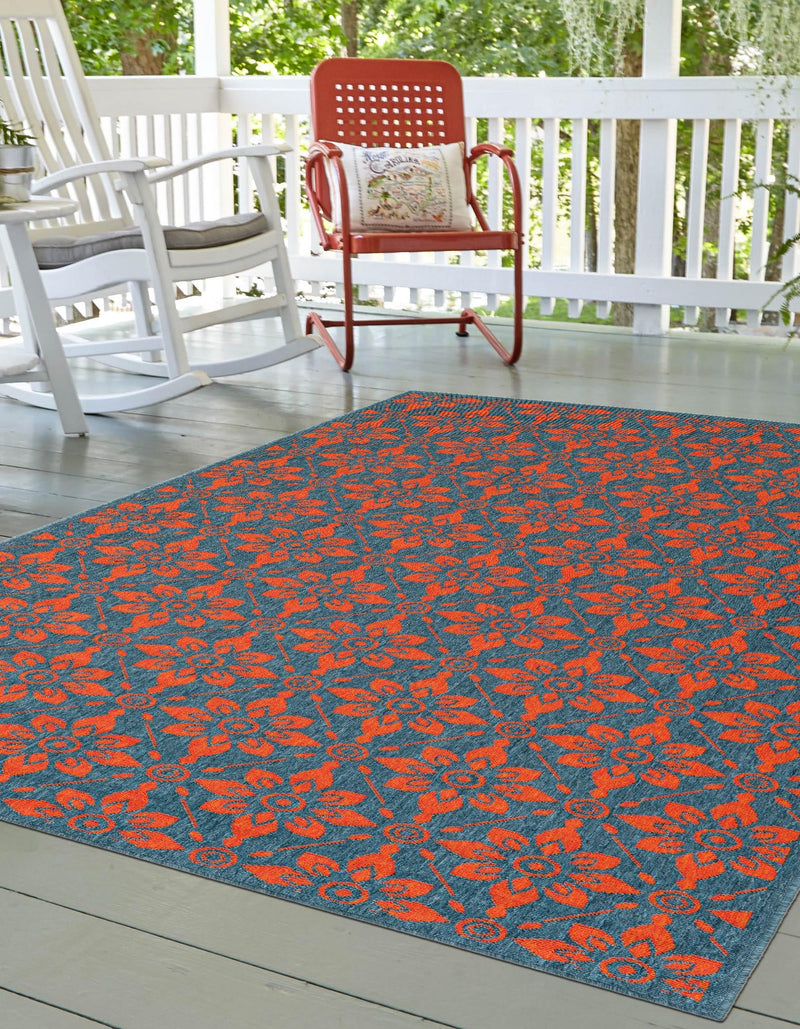 Seaside Lattice Collection Area Rug -  Whitby Rectangle Blue and Red  lifestyle 22