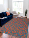 Seaside Lattice Collection Area Rug -  Whitby Rectangle Blue and Red  lifestyle 27