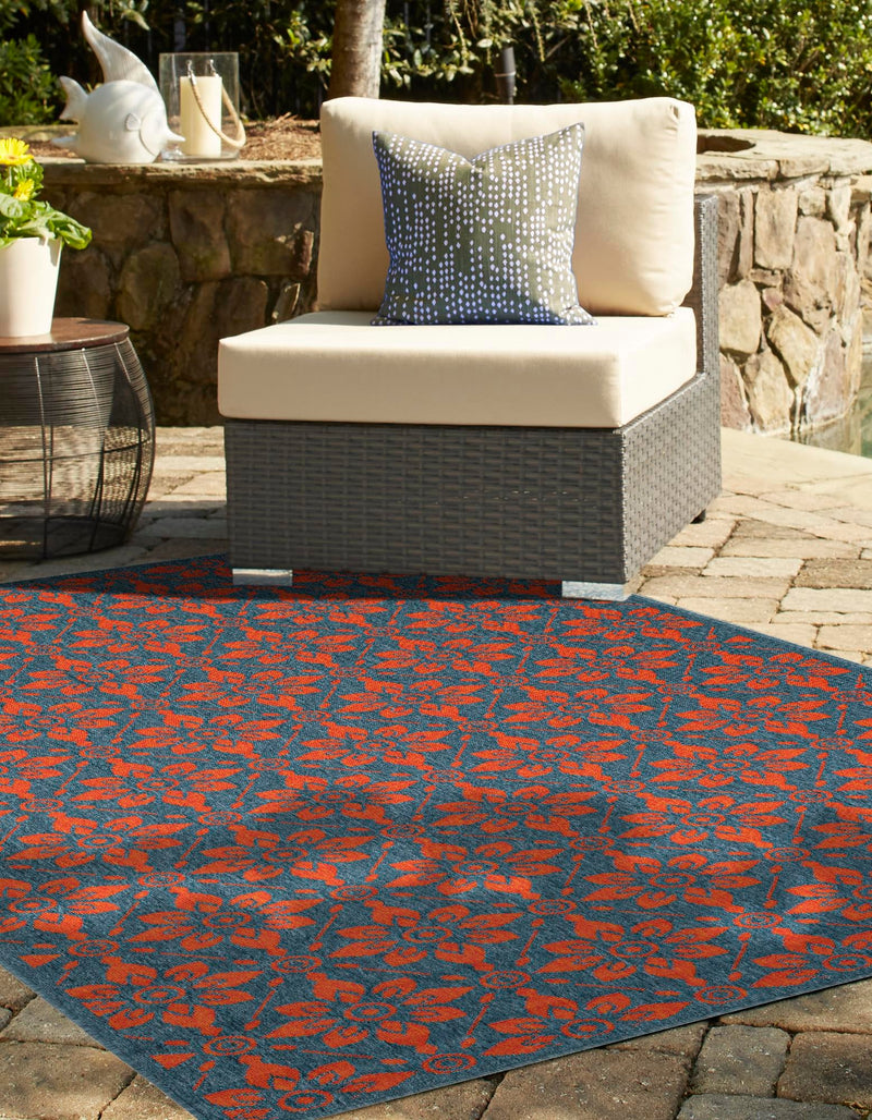 Seaside Lattice Collection Area Rug -  Whitby Rectangle Blue and Red  lifestyle 42