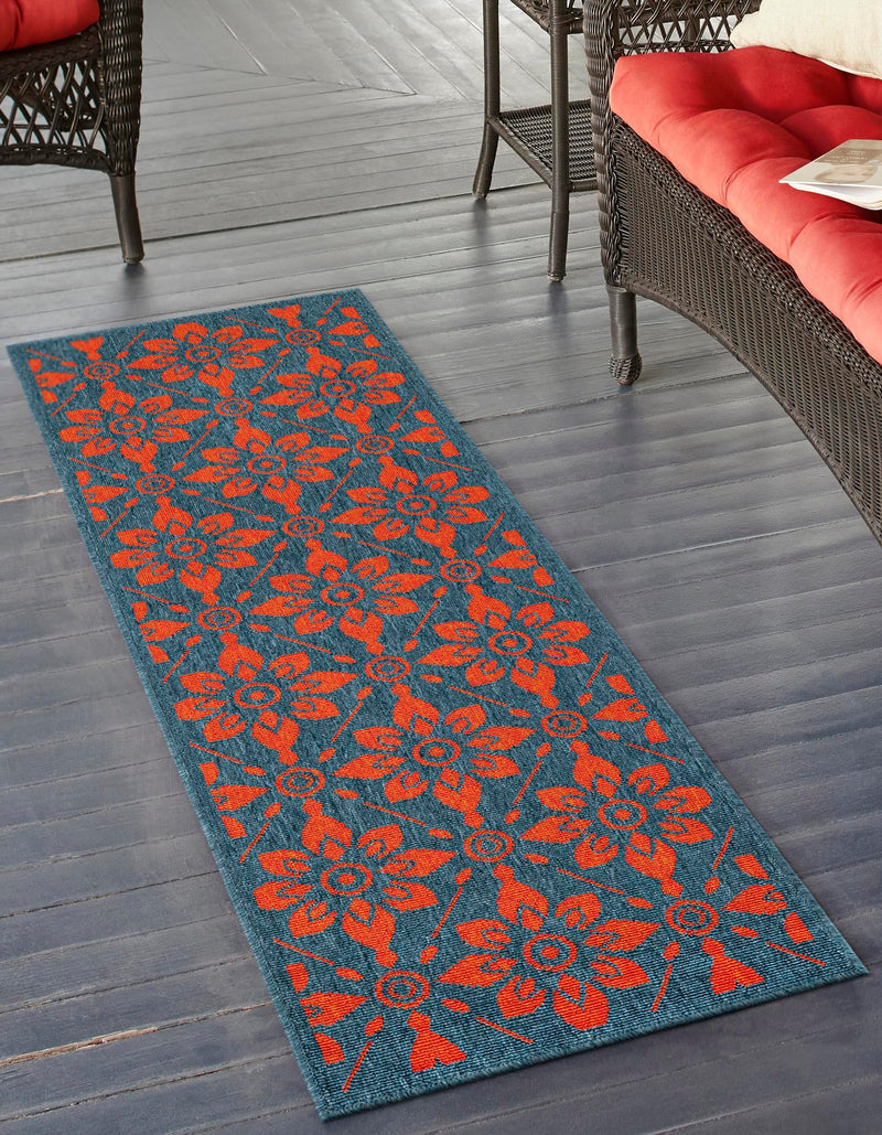 Seaside Lattice Collection Area Rug -  Whitby Runner Blue and Red  lifestyle 55