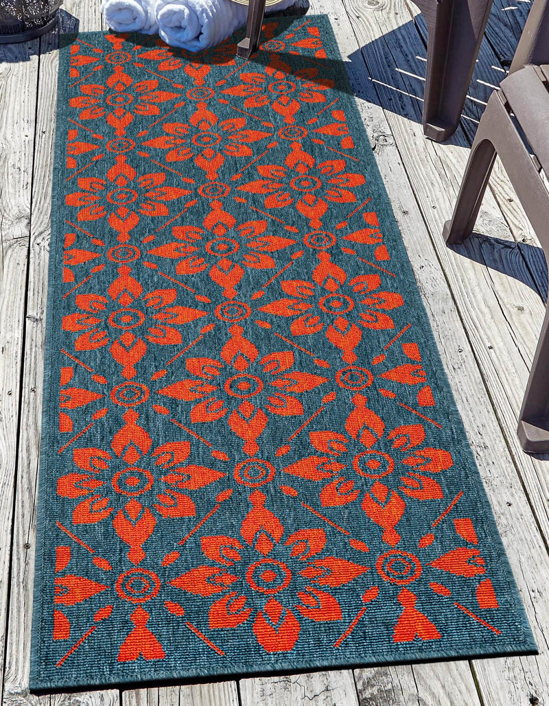 Seaside Lattice Collection Area Rug -  Whitby Runner Blue and Red  lifestyle 85