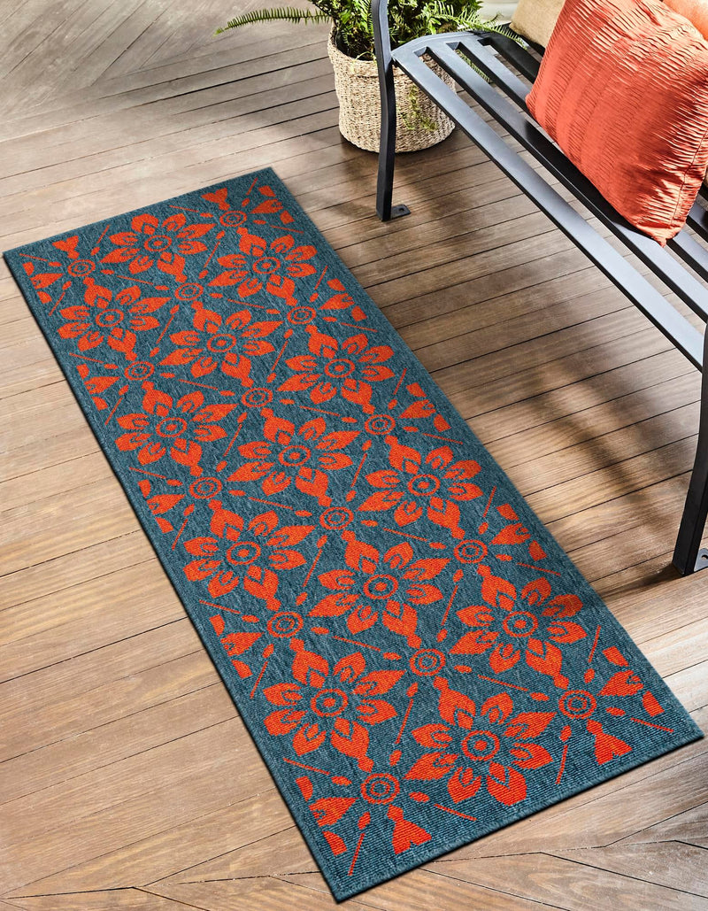 Seaside Lattice Collection Area Rug -  Whitby Runner Blue and Red  lifestyle 115