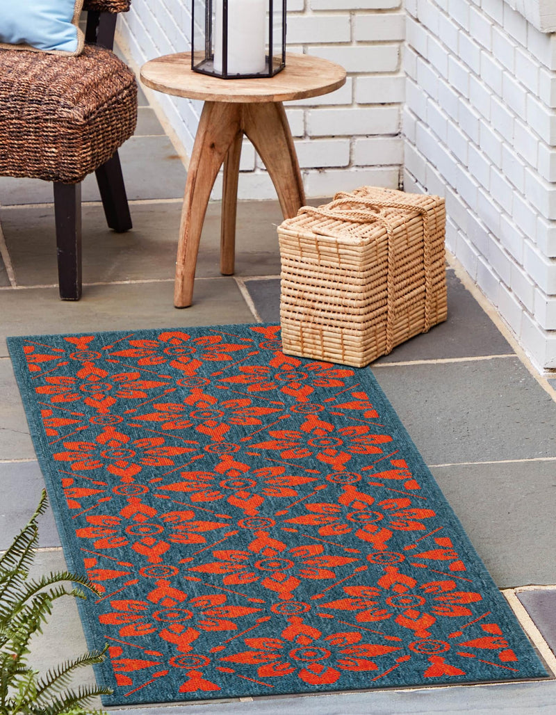 Seaside Lattice Collection Area Rug -  Whitby Runner Blue and Red  lifestyle 145