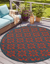 Seaside Lattice Collection Area Rug -  Whitby Round Blue and Red  lifestyle 56