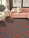 Seaside Lattice Collection Area Rug -  Whitby Round Blue and Red  lifestyle 71