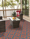 Seaside Lattice Collection Area Rug -  Whitby Square Blue and Red  lifestyle 87