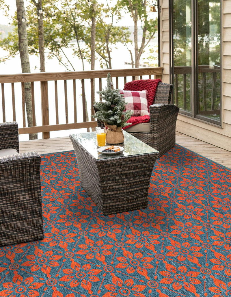 Seaside Lattice Collection Area Rug -  Whitby Square Blue and Red  lifestyle 87