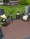 Seaside Lattice Collection Area Rug -  Whitby Square Blue and Red  lifestyle 102