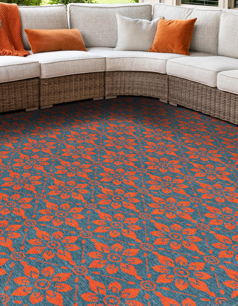 Seaside Lattice Collection Area Rug -  Whitby Square Blue and Red  lifestyle 117